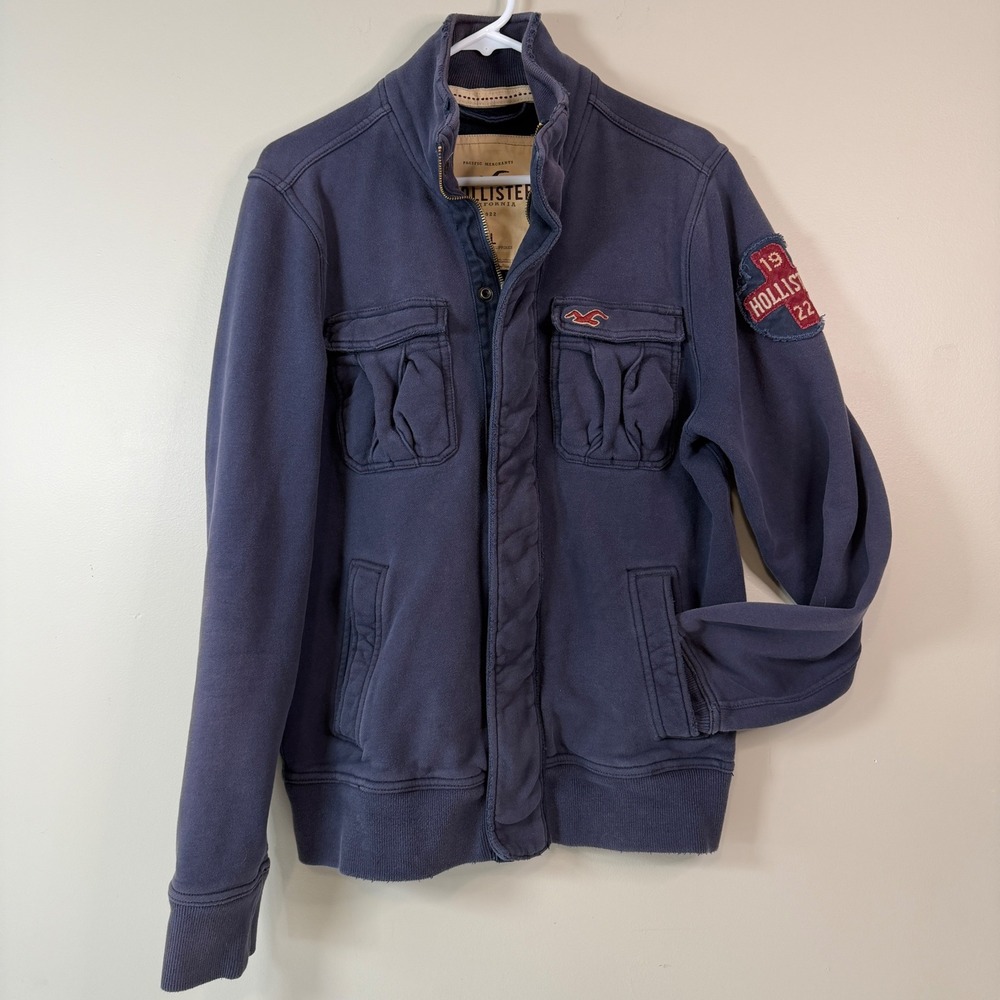 Hollister Y2K Mens LG Full Zip Mock Neck Cargo Utility Jacket